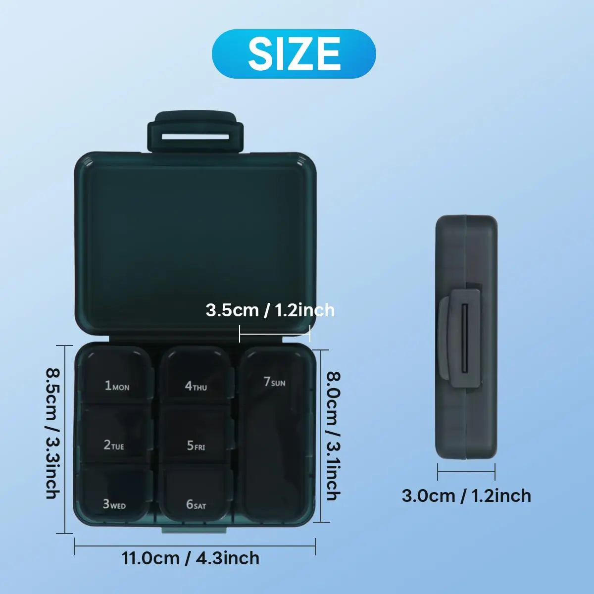 2Pcs 7 Days Pill Storage Box Mini Travel Portable Medicines Dispenser Box Multifunction Plastic Seven Compartment Sealer Box