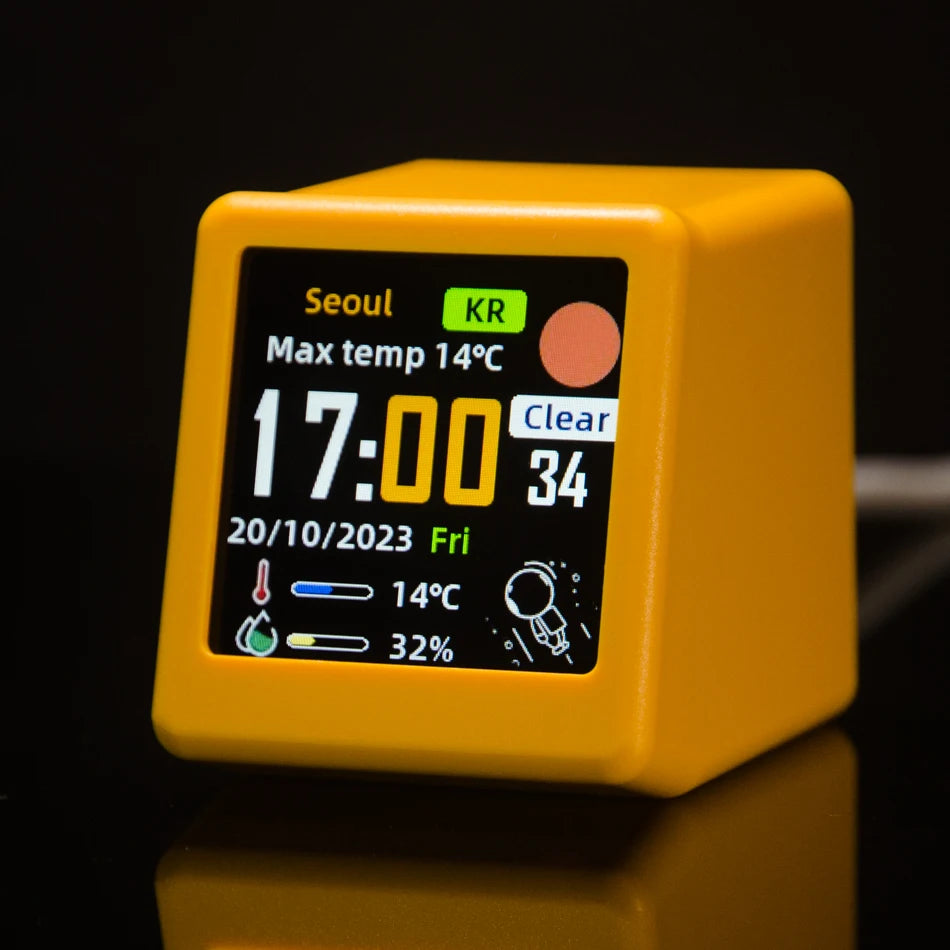 GeekMagic Super Cool Mini WiFi Desktop Weather Digital Clock Station with IPS LCD Screen Gadget for Decoration