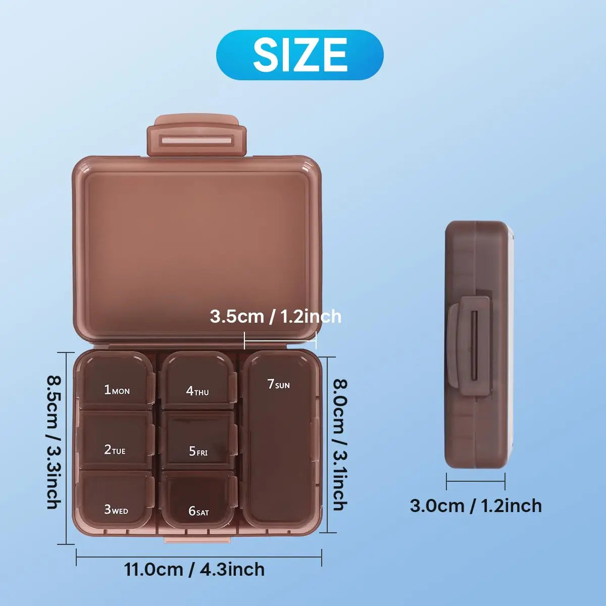 2Pcs 7 Days Pill Storage Box Mini Travel Portable Medicines Dispenser Box Multifunction Plastic Seven Compartment Sealer Box