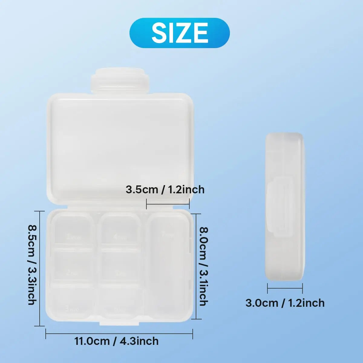 2Pcs 7 Days Pill Storage Box Mini Travel Portable Medicines Dispenser Box Multifunction Plastic Seven Compartment Sealer Box